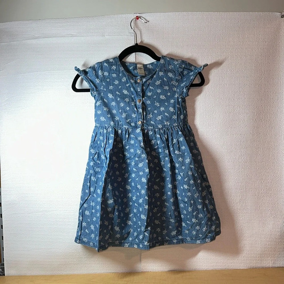 OSHKOSH BGOSH Chambray Daisy Girls Dress 5T - Picture 1 of 4